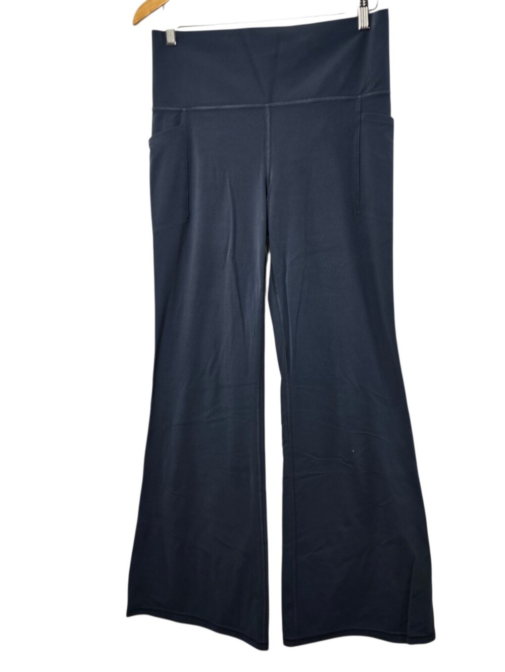 Athleta Salutation Stash Gray Seamless Flare Pants Women's Large Yoga Athleisure